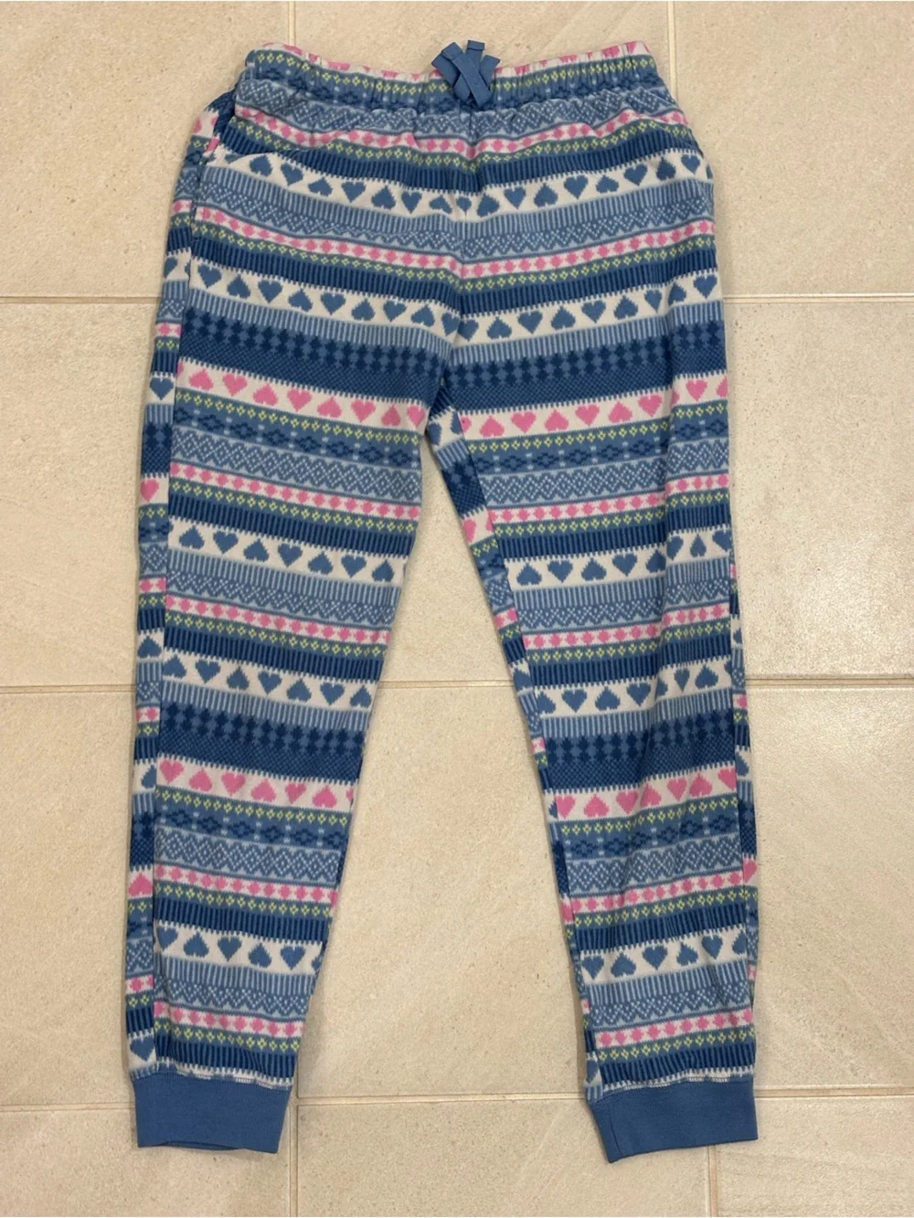Old Navy Girls Blue, Pink & White Patterned Fleece PJ Bottoms